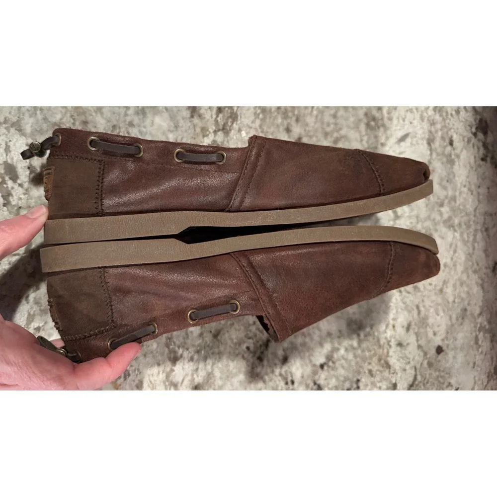 Skechers BOBS Brown Leather Faux Fur Lined Memory Foam Loafers Womens 9.5 - Picture 4 of 10